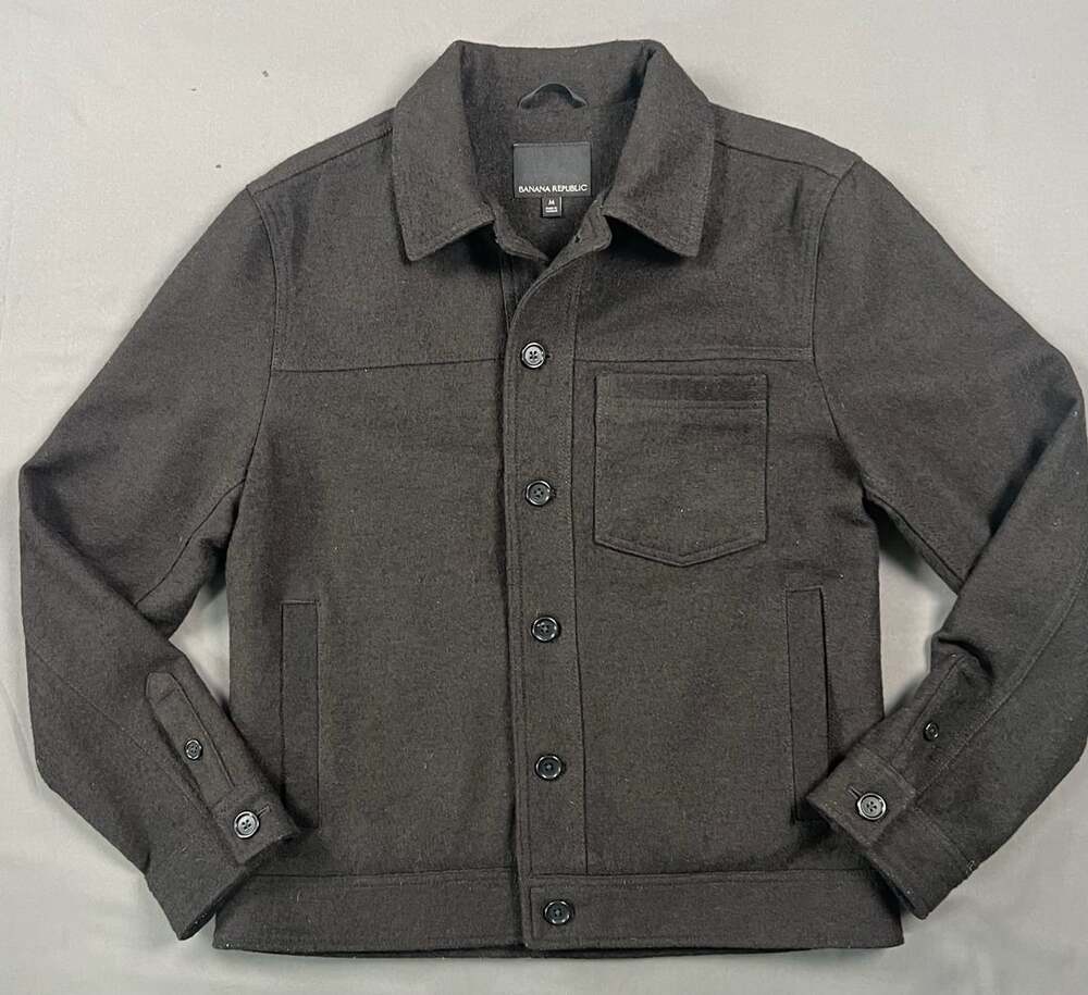Banana Republic Charcoal Wool Blend Trucker Jacket Coat Medium